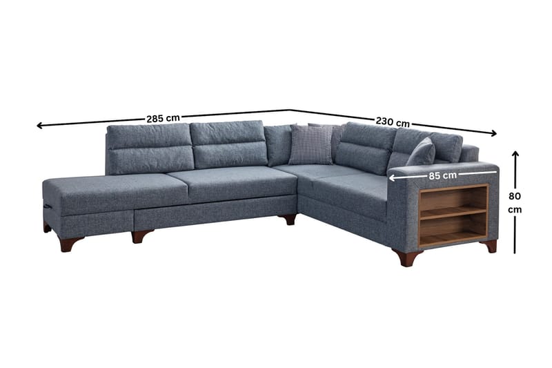 Bervik Hörnsoffa 230x90x150 cm - Grå - Möbler - Soffa - Bäddsoffa - Bäddsoffa längsbäddad