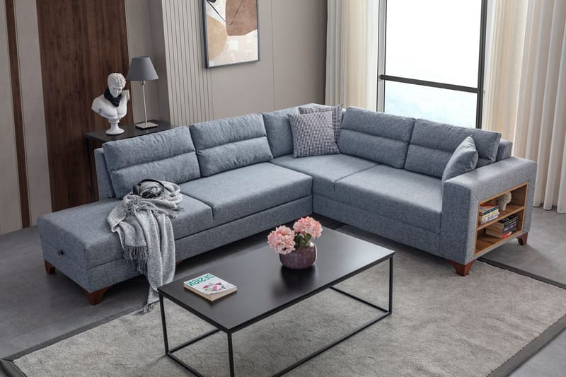 Bervik Hörnsoffa 230x90x150 cm - Grå - Möbler - Soffa - Bäddsoffa - Bäddsoffa längsbäddad