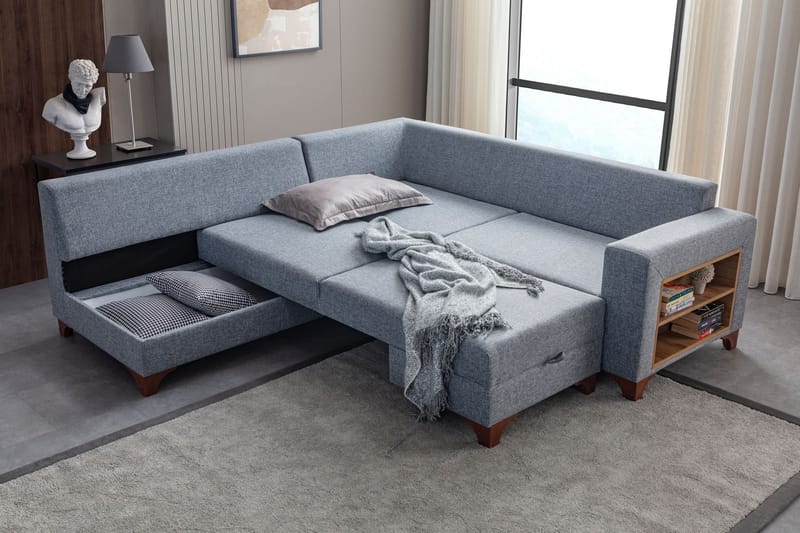 Bervik Hörnsoffa 230x90x150 cm - Grå - Möbler - Soffa - Bäddsoffa - Bäddsoffa längsbäddad