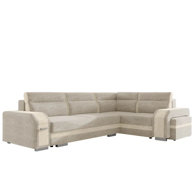 Lesley 4-sits Hörnbäddsoffa med förvaring, beige