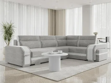 Lesley 4-sits Hörnbäddsoffa med förvaring - grå - Möbler - Soffa - Bäddsoffa - Bäddsoffa längsbäddad