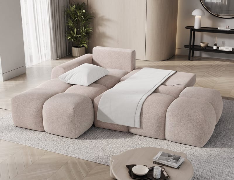 Vittario 3-sits Bubblig Bäddsoffa med Divan och förvaring Vänster - Xillar 20 - Möbler - Soffa - Bäddsoffa - Bäddsoffa längsbäddad
