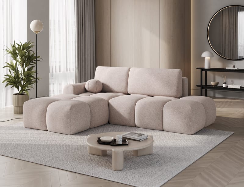 Vittario 3-sits Bubblig Bäddsoffa med Divan och förvaring Vänster - Xillar 20 - Möbler - Soffa - Bäddsoffa - Bäddsoffa längsbäddad