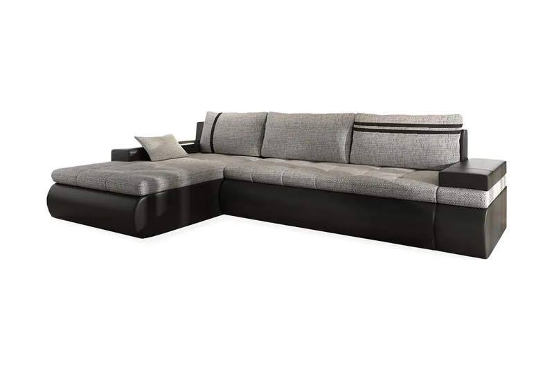 Lavona Divanbäddsoffa Vänster - Svart/Grå - Möbler - Soffa - Bäddsoffa - Bäddsoffa längsbäddad