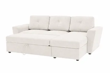 Leia 3-sits vändbar Bäddsoffa med divan och förvaring - Beige - Möbler - Soffa - Bäddsoffa - Bäddsoffa divan