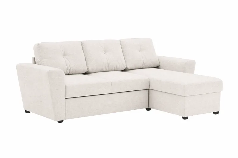 Leia 3-sits vändbar Bäddsoffa med divan och förvaring - Beige - Möbler - Soffa - Bäddsoffa - Bäddsoffa divan