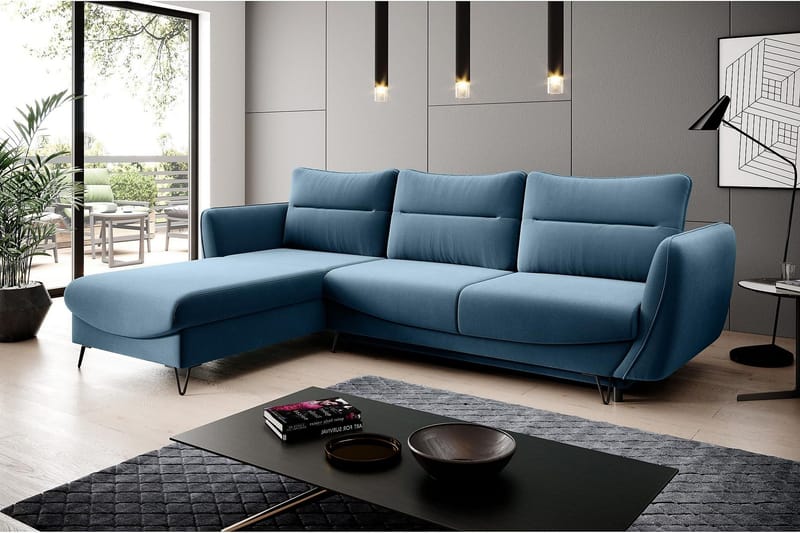 Lence Bäddsoffa m. Divan Förvaring - Blå - Möbler - Soffa - Bäddsoffa - Bäddsoffa divan