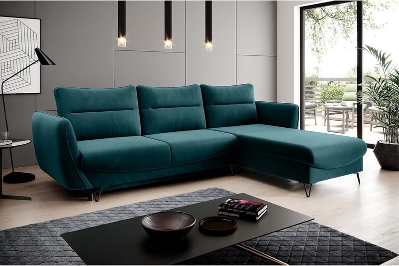 Lence Bäddsoffa m. Divan Förvaring - Blå/Grön - Möbler - Soffa - Bäddsoffa - Bäddsoffa divan