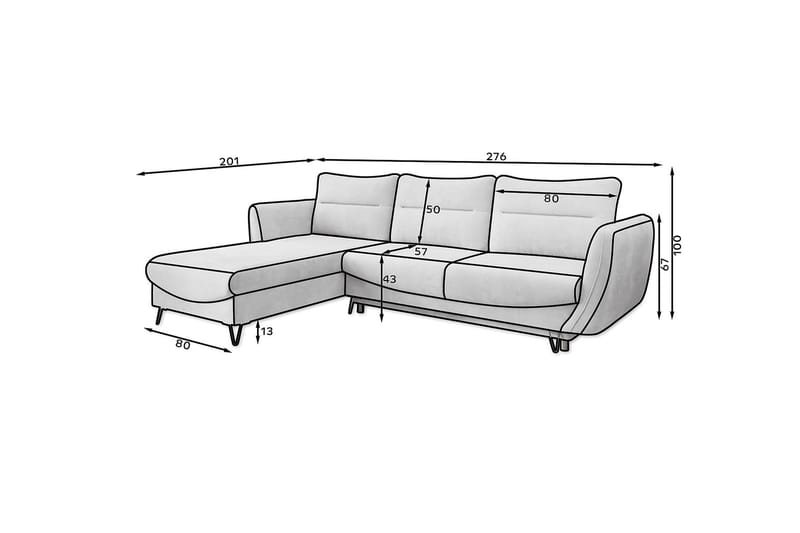 Lence Bäddsoffa m. Divan Förvaring - Vit/Ljusgrå - Möbler - Soffa - Bäddsoffa - Bäddsoffa divan