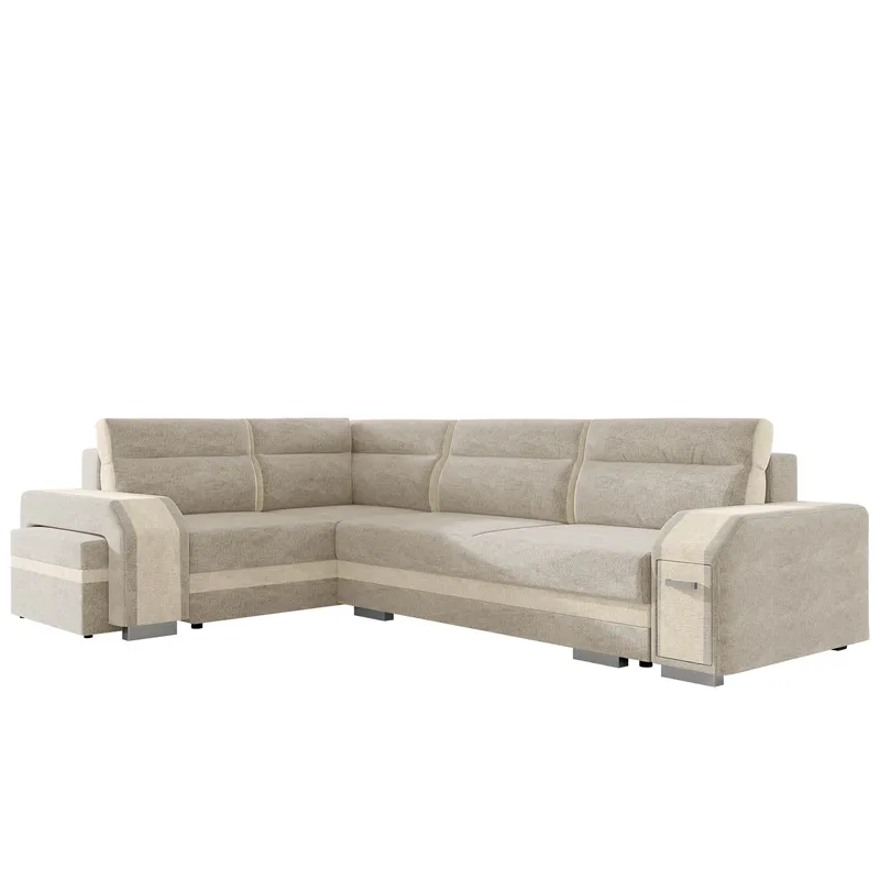 Lesley 4-sits Hörnbäddsoffa med förvaring, beige