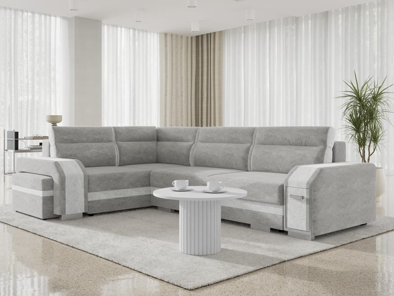 Lesley 4-sits Hörnbäddsoffa med förvaring - grå - Möbler - Soffa - Bäddsoffa - Hörnbäddsoffa