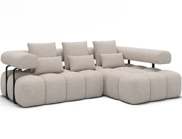 Levvi 3-sits Bubblig Bäddsoffa med Divan Höger - Bazalt 18 - Möbler - Soffa - Bäddsoffa - Bäddsoffa divan