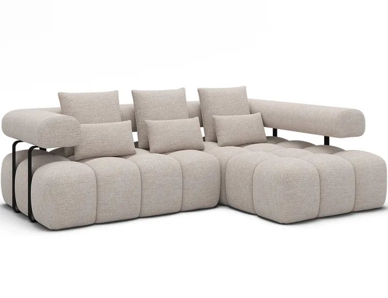 Levvi 3-sits Bubblig Bäddsoffa med Divan Höger, Bazalt 18