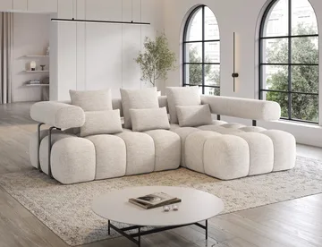 Levvi 3-sits Bubblig Bäddsoffa med Divan Höger - Bazalt 18 - Möbler - Soffa - Bäddsoffa - Bäddsoffa divan