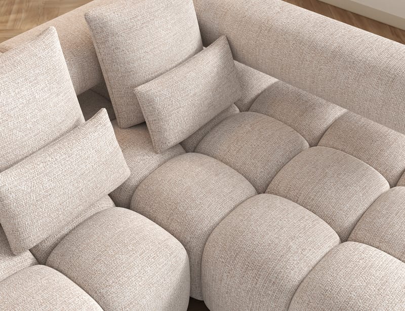 Levvi 3-sits Bubblig Bäddsoffa med Divan Höger - Bazalt 18 - Möbler - Soffa - Bäddsoffa - Bäddsoffa divan