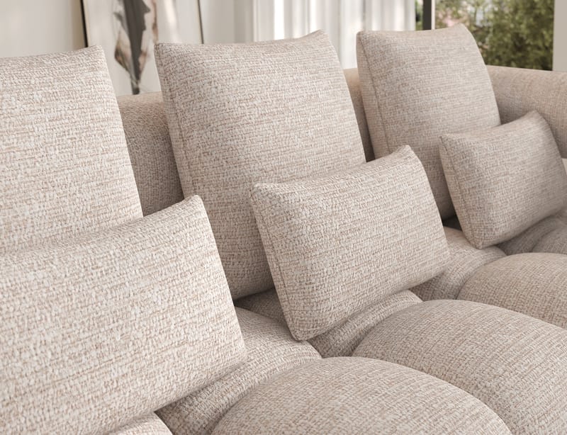 Levvi 3-sits Bubblig Bäddsoffa med Divan Höger - Bazalt 18 - Möbler - Soffa - Bäddsoffa - Bäddsoffa divan