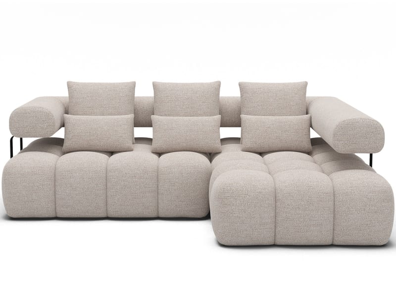 Levvi 3-sits Bubblig Bäddsoffa med Divan Höger - Bazalt 18 - Möbler - Soffa - Bäddsoffa - Bäddsoffa divan