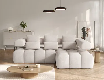 Levvi 3-sits Bubblig Bäddsoffa med Divan Höger - Bazalt 18 - Möbler - Soffa - Bäddsoffa - Bäddsoffa divan