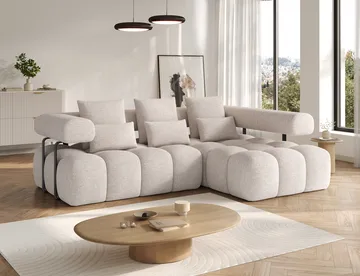 Levvi 3-sits Bubblig Bäddsoffa med Divan Höger - Bazalt 18 - Möbler - Soffa - Bäddsoffa - Bäddsoffa divan