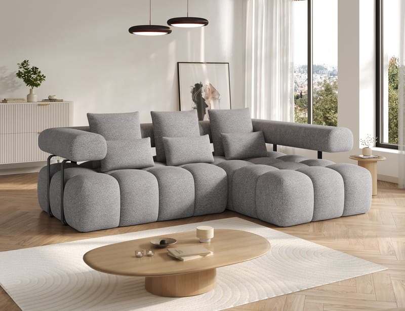 Levvi 3-sits Bubblig Bäddsoffa med Divan Höger - Coralline 03 - Möbler - Soffa - Bäddsoffa - Bäddsoffa divan