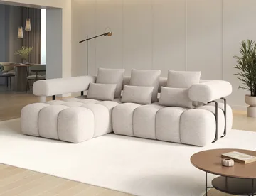 Levvi 3-sits Bubblig Bäddsoffa med Divan Vänster - Bazalt 18 - Möbler - Soffa - Bäddsoffa - Hörnbäddsoffa