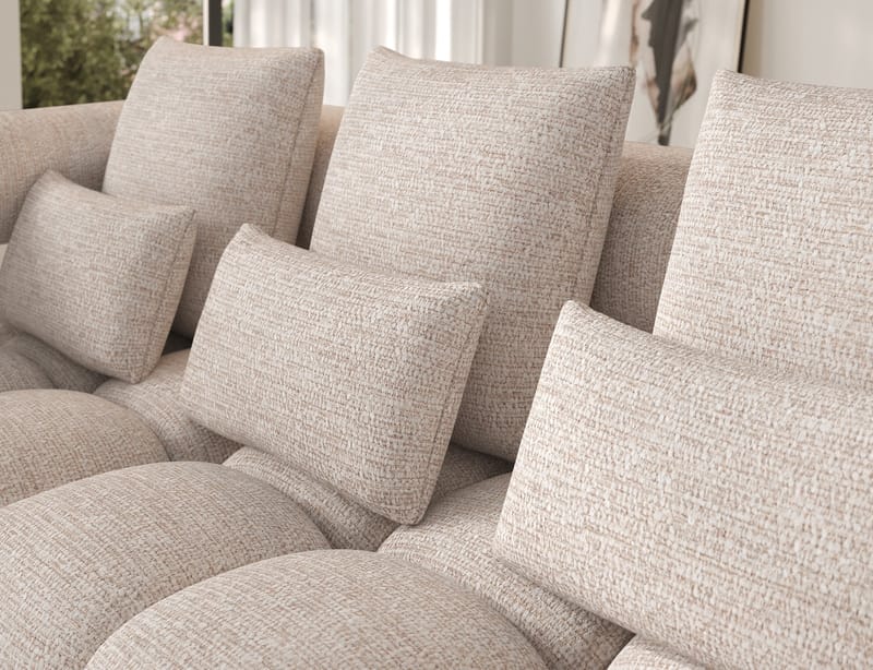 Levvi 3-sits Bubblig Bäddsoffa med Divan Vänster - Bazalt 18 - Möbler - Soffa - Bäddsoffa - Hörnbäddsoffa