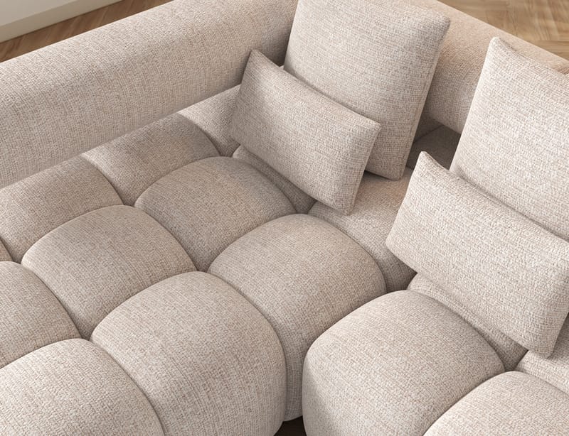 Levvi 3-sits Bubblig Bäddsoffa med Divan Vänster - Bazalt 18 - Möbler - Soffa - Bäddsoffa - Hörnbäddsoffa