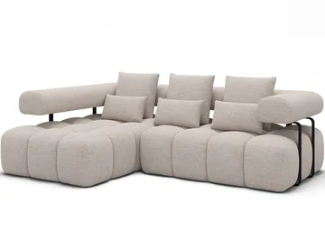 Levvi 3-sits Bubblig Bäddsoffa med Divan Vänster - Bazalt 18 - Möbler - Soffa - Bäddsoffa - Hörnbäddsoffa