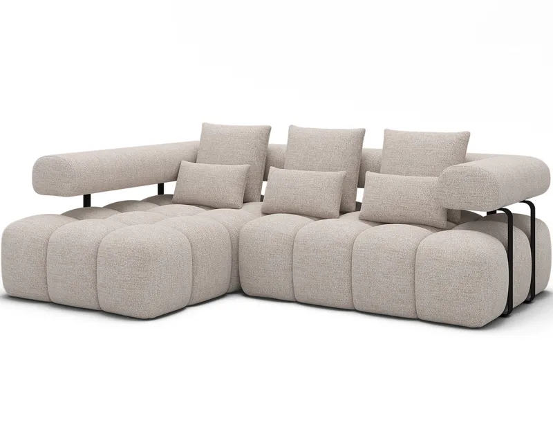 Levvi 3-sits Bubblig Bäddsoffa med Divan Vänster, Bazalt 18