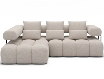 Levvi 3-sits Bubblig Bäddsoffa med Divan Vänster - Bazalt 18 - Möbler - Soffa - Bäddsoffa - Hörnbäddsoffa