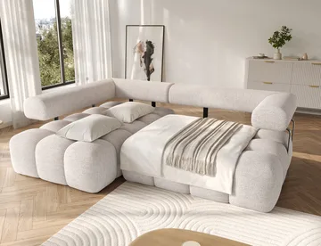 Levvi 3-sits Bubblig Bäddsoffa med Divan Vänster - Bazalt 18 - Möbler - Soffa - Bäddsoffa - Hörnbäddsoffa