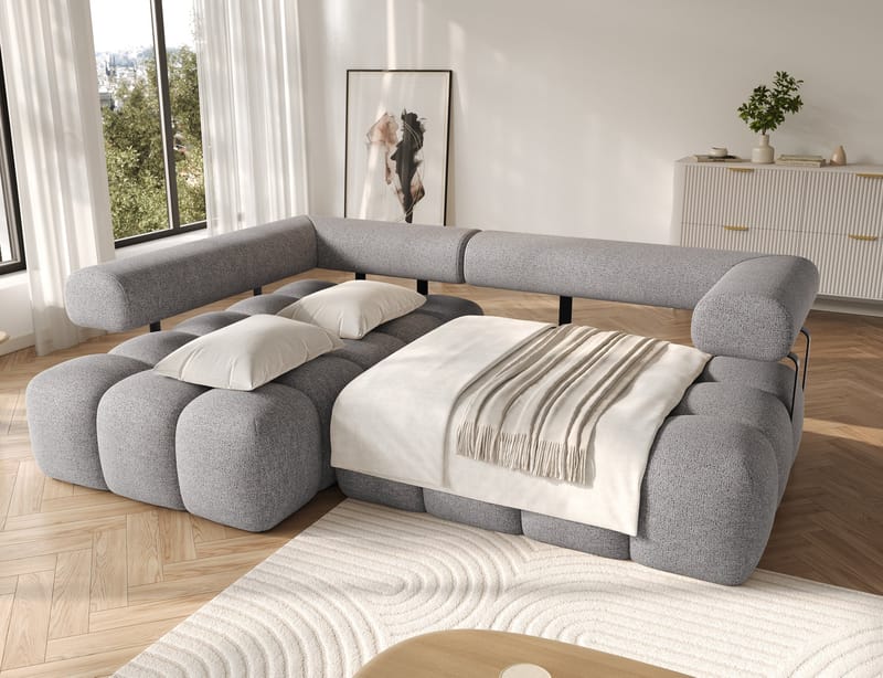 Levvi 3-sits Bubblig Bäddsoffa med Divan Vänster - Coralline 03 - Möbler - Soffa - Bäddsoffa - Bäddsoffa divan