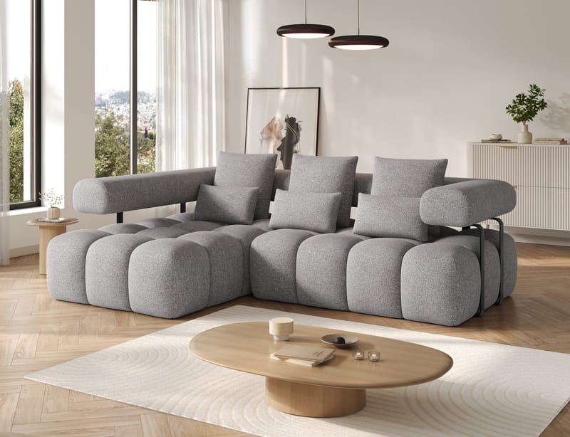 Levvi 3-sits Bubblig Bäddsoffa med Divan Vänster - Coralline 03 - Möbler - Soffa - Bäddsoffa - Bäddsoffa divan