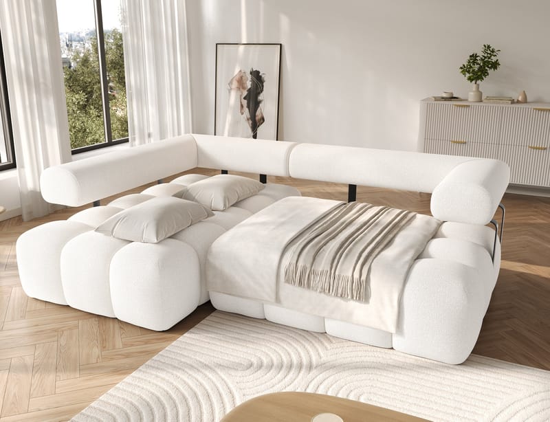 Levvi 3-sits Bubblig Bäddsoffa med Divan Vänster - Jaffray 01 - Möbler - Soffa - Bäddsoffa - Hörnbäddsoffa