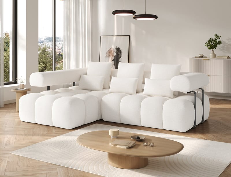 Levvi 3-sits Bubblig Bäddsoffa med Divan Vänster - Jaffray 01 - Möbler - Soffa - Bäddsoffa - Hörnbäddsoffa