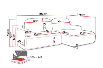 Lifeina Bäddsoffa m. Divan 2-sits - Rosa - Möbler - Soffa - Bäddsoffa - Bäddsoffa divan