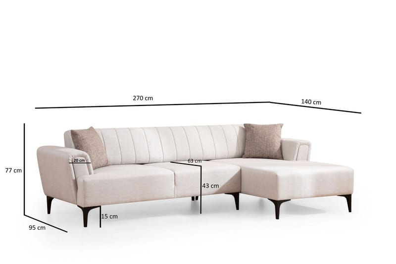 Lilesville Bäddsoffa med divan - Beige - Möbler - Soffa - Bäddsoffa - Bäddsoffa divan