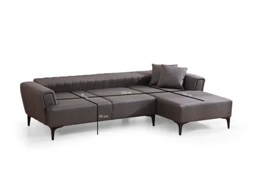 Lilesville Bäddsoffa med divan - Mörkgrå - Möbler - Soffa - Bäddsoffa - Bäddsoffa divan