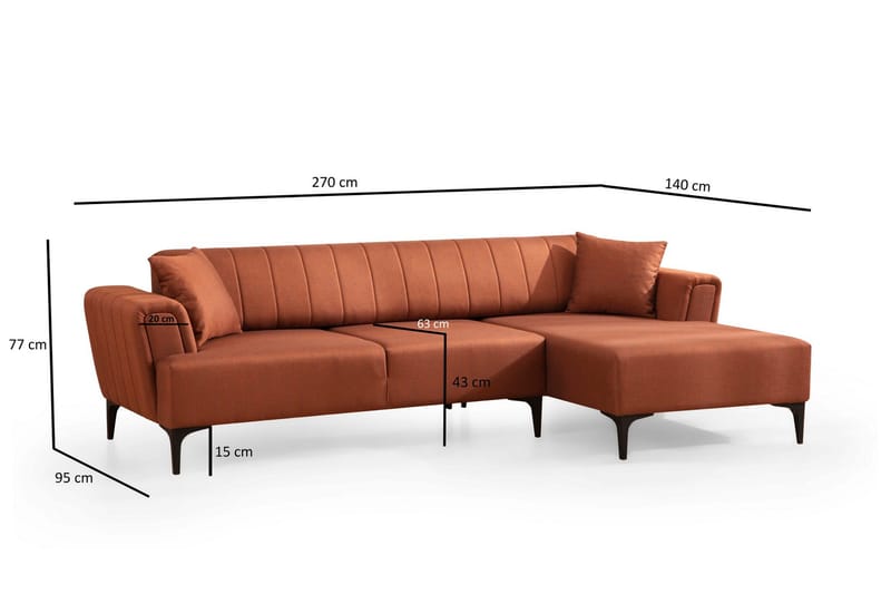 Lilesville Bäddsoffa med divan - Röd - Möbler - Soffa - Bäddsoffa - Bäddsoffa divan