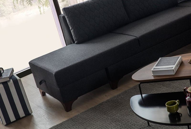 Loftia Hörnsoffa-bäddsoffa 230x90x150 cm - Antracitgrå - Möbler - Soffa - Bäddsoffa - Hörnbäddsoffa