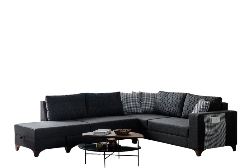 Loftia Hörnsoffa-bäddsoffa 230x90x150 cm - Antracitgrå - Möbler - Soffa - Bäddsoffa - Hörnbäddsoffa