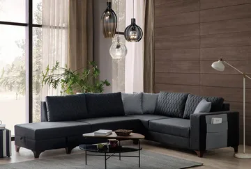 Loftia Hörnsoffa-bäddsoffa 230x90x150 cm - Antracitgrå - Möbler - Soffa - Bäddsoffa - Hörnbäddsoffa