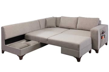 Loftia Hörnsoffa-bäddsoffa 230x90x150 cm - Kräm - Möbler - Soffa - Bäddsoffa - Hörnbäddsoffa