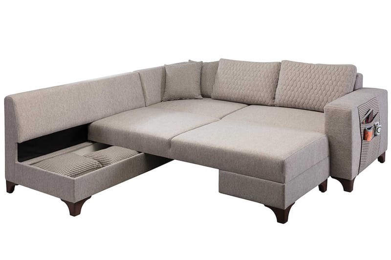 Loftia Hörnsoffa-bäddsoffa 230x90x150 cm - Kräm - Möbler - Soffa - Bäddsoffa - Hörnbäddsoffa