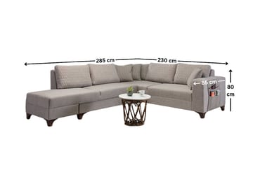 Loftia Hörnsoffa-bäddsoffa 230x90x150 cm - Kräm - Möbler - Soffa - Bäddsoffa - Hörnbäddsoffa