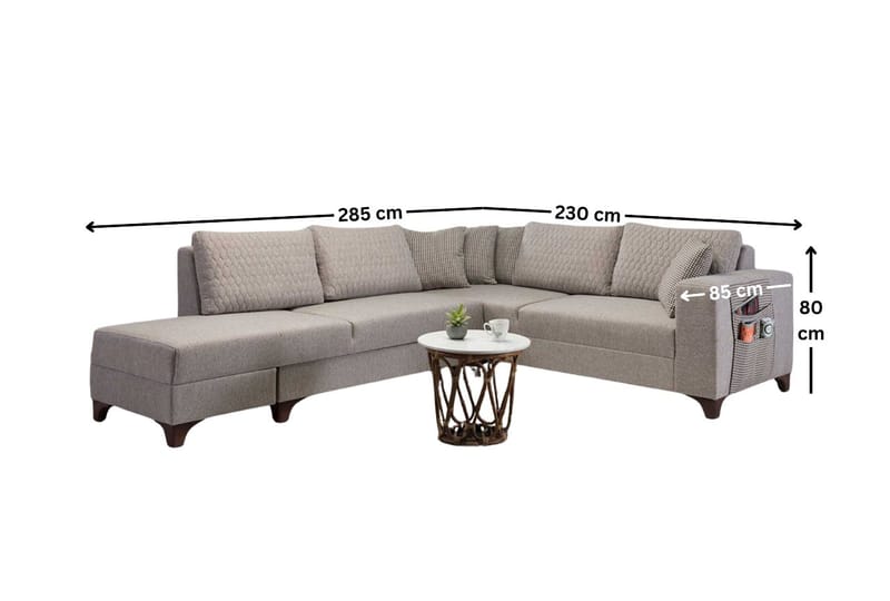 Loftia Hörnsoffa-bäddsoffa 230x90x150 cm - Kräm - Möbler - Soffa - Bäddsoffa - Hörnbäddsoffa