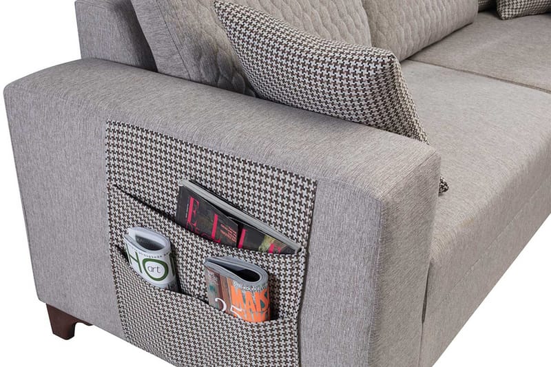Loftia Hörnsoffa-bäddsoffa 230x90x150 cm - Kräm - Möbler - Soffa - Bäddsoffa - Hörnbäddsoffa