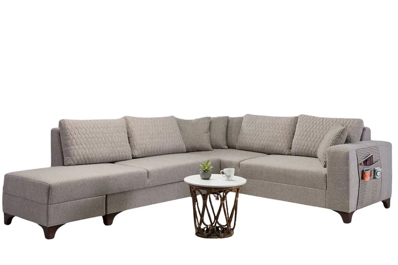 Loftia Hörnsoffa-bäddsoffa 230x90x150 cm - Kräm - Möbler - Soffa - Bäddsoffa - Hörnbäddsoffa