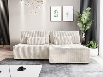 Lorynn 3-sits Bäddsoffa med divan - beige - Möbler - Soffa - Bäddsoffa - Hörnbäddsoffa