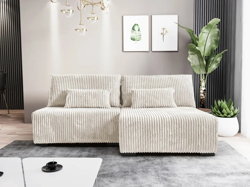 Lorynn 3-sits Bäddsoffa med divan - beige - Möbler - Soffa - Bäddsoffa - Hörnbäddsoffa